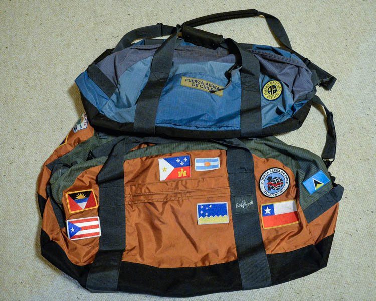 Duffels with patches